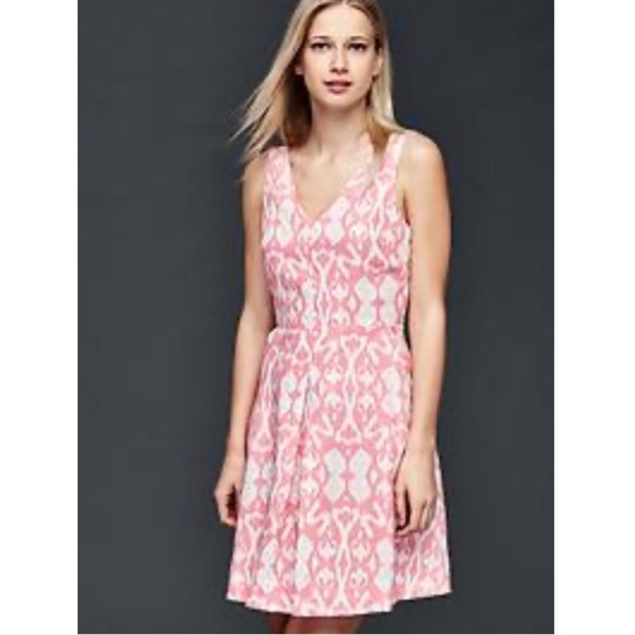 GAP Pink Linen Batik Fit & Flare Dress - Picture 1 of 10